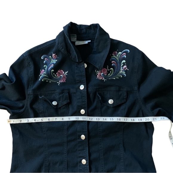 Black Denim Jacket Painted Jean Jacket Variations Brand  Size Medium - Picture 7 of 8